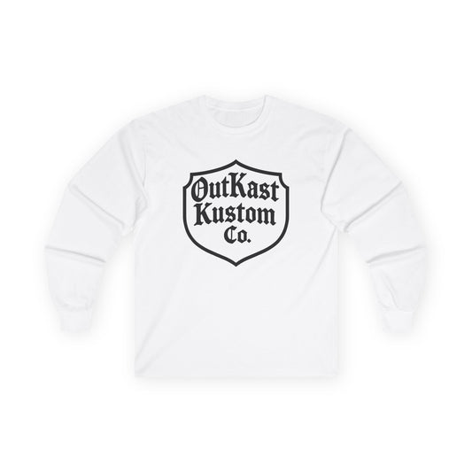 OutKast Kustom Co. Long Sleeve Tee — Vintage Shield Front & Script Back