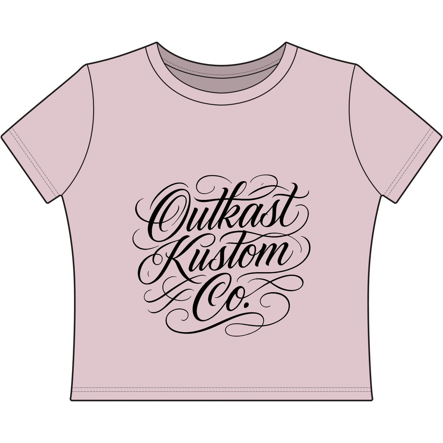 Outkast Kustom Co. Women's Baby Tee — Script Logo Cropped Graphic Tee