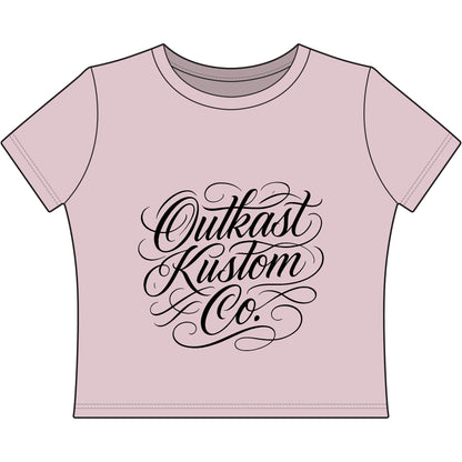 Outkast Kustom Co. Women's Baby Tee — Script Logo Cropped Graphic Tee