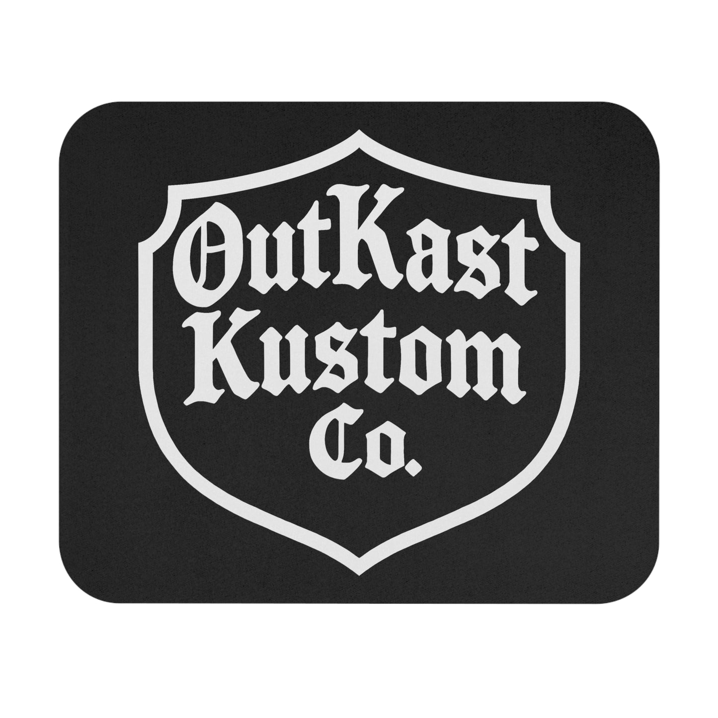 Outkast Kustom Co. Black Rectangle Mouse Pad — Gothic Logo Desk Mat