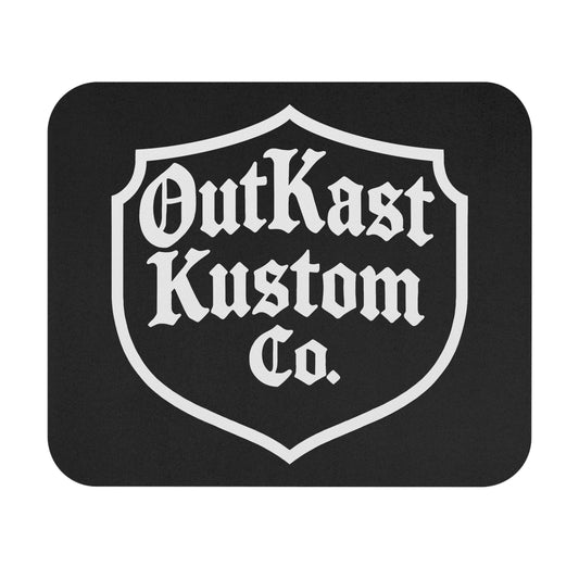 Outkast Kustom Co. Black Rectangle Mouse Pad — Gothic Logo Desk Mat