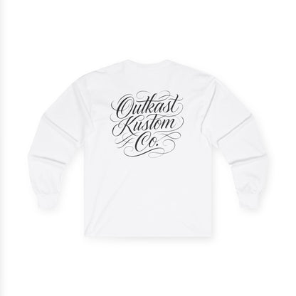 OutKast Kustom Co. Long Sleeve Tee — Vintage Shield Front & Script Back