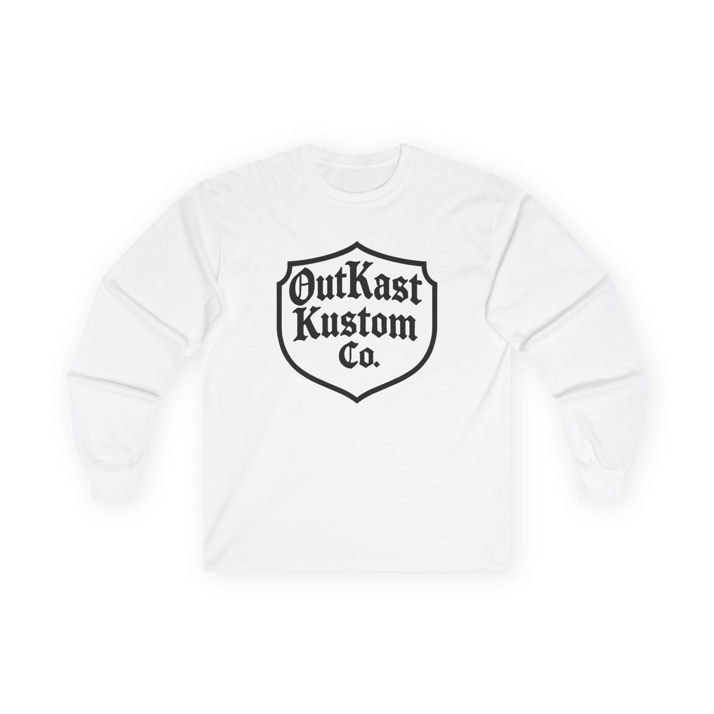 OutKast Kustom Co. Long Sleeve Tee — Vintage Shield Front & Script Back