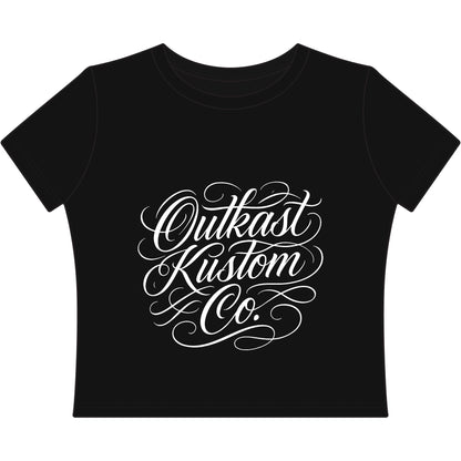Outkast Kustom Co. Women's Baby Tee — Script Logo Cropped Graphic Tee