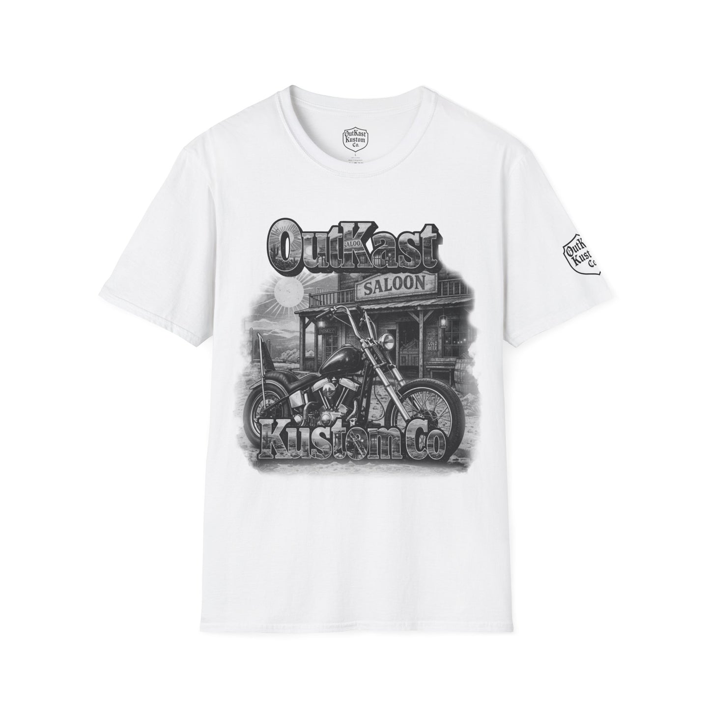 Outkast Kustom Co. Motorcycle T-Shirt — Vintage Chopper Saloon Tee 100% transparency