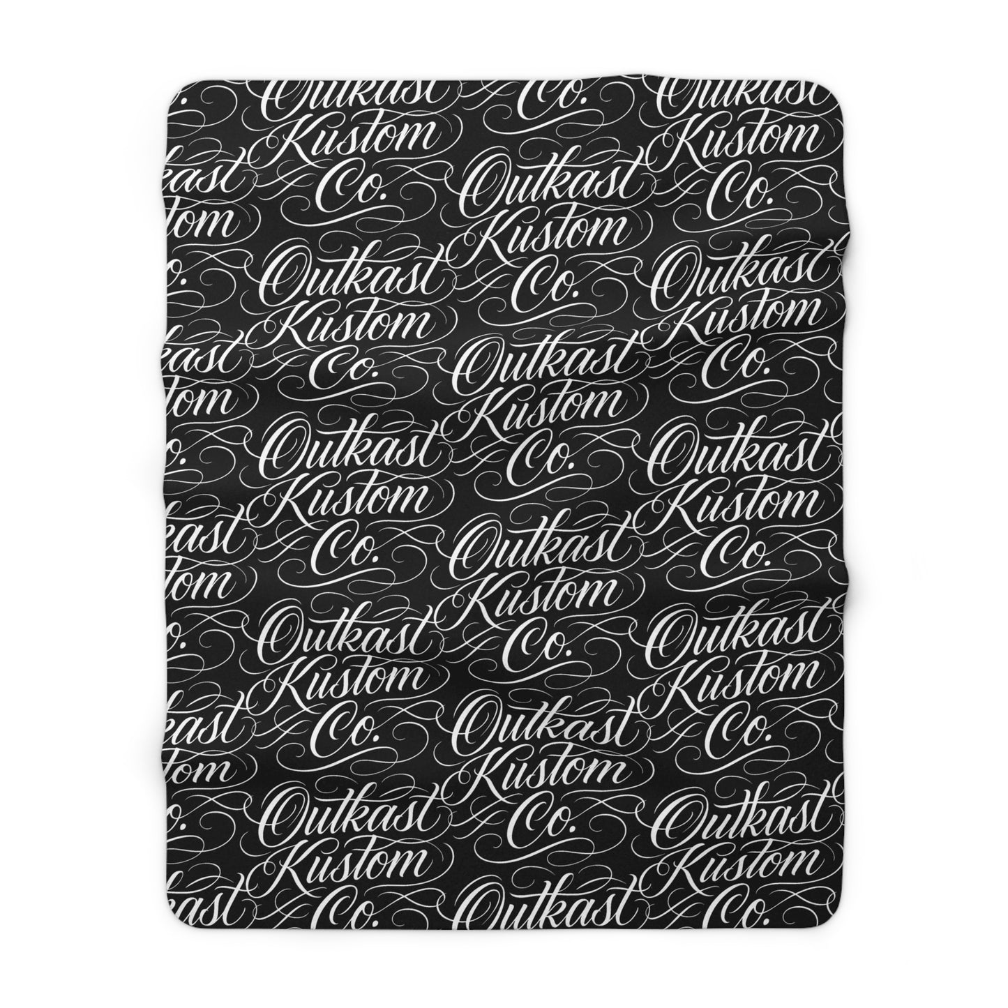 Sherpa Blanket - 'Outkast Kustom Co.' Script Logo Cozy Throw