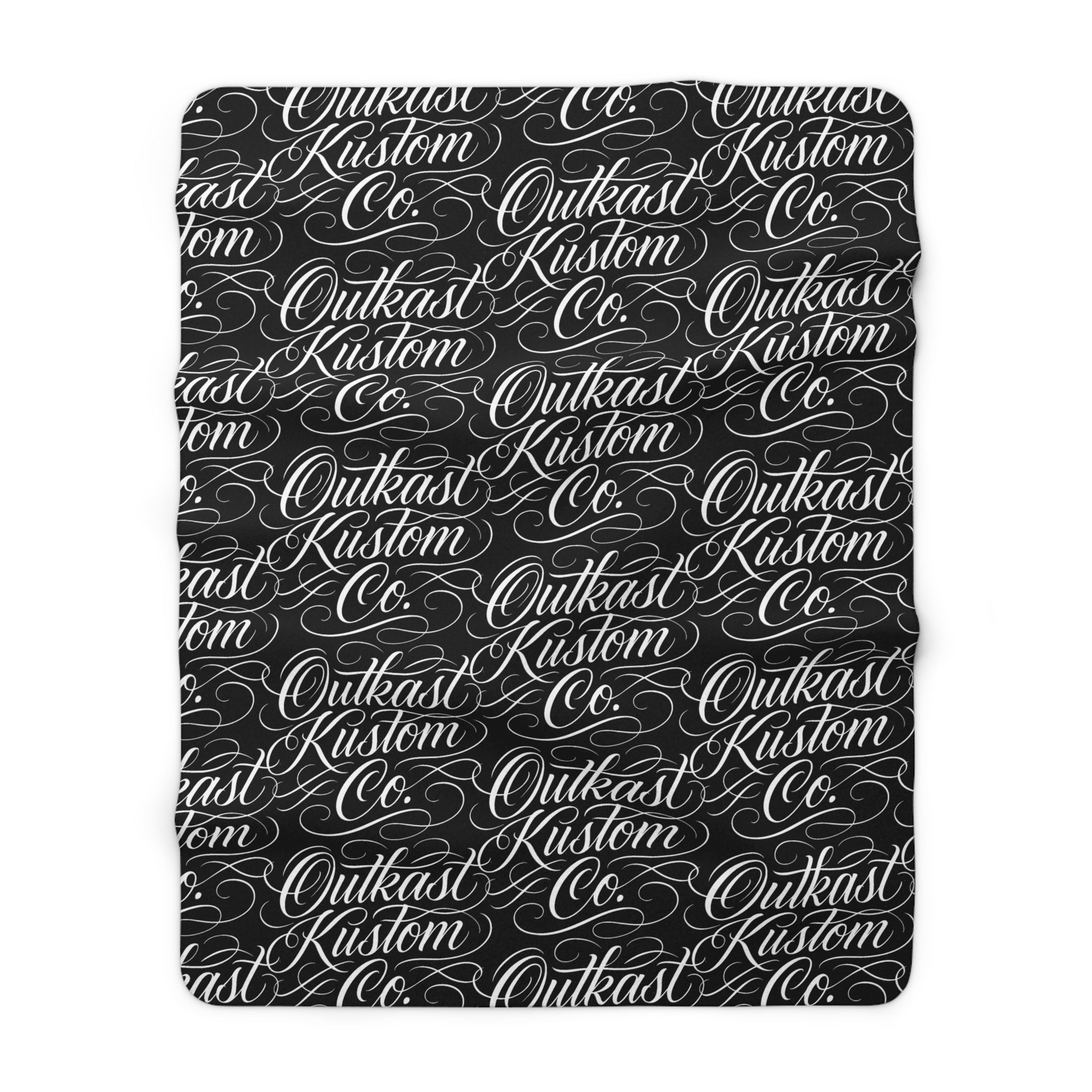 Sherpa Blanket - 'Outkast Kustom Co.' Script Logo Cozy Throw