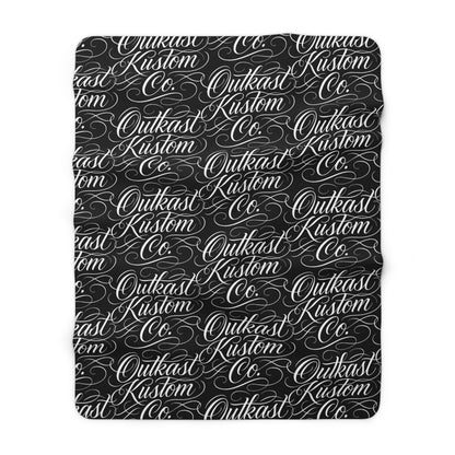 Sherpa Blanket - 'Outkast Kustom Co.' Script Logo Cozy Throw