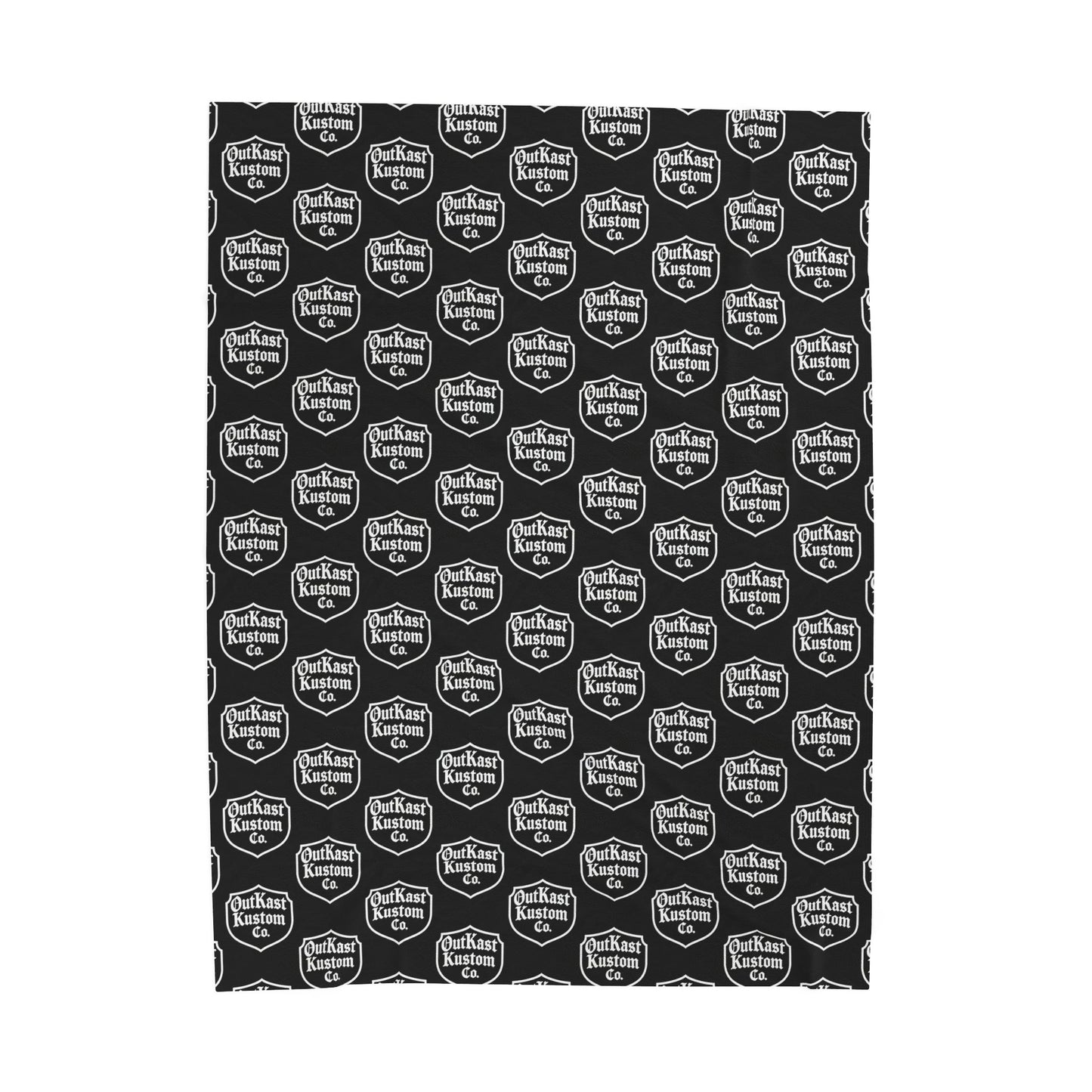 OutKast Kustom Co Logo Pattern Velveteen Plush Blanket | Repeating Emblem Design