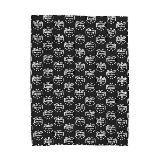 OutKast Kustom Co Logo Pattern Velveteen Plush Blanket | Repeating Emblem Design