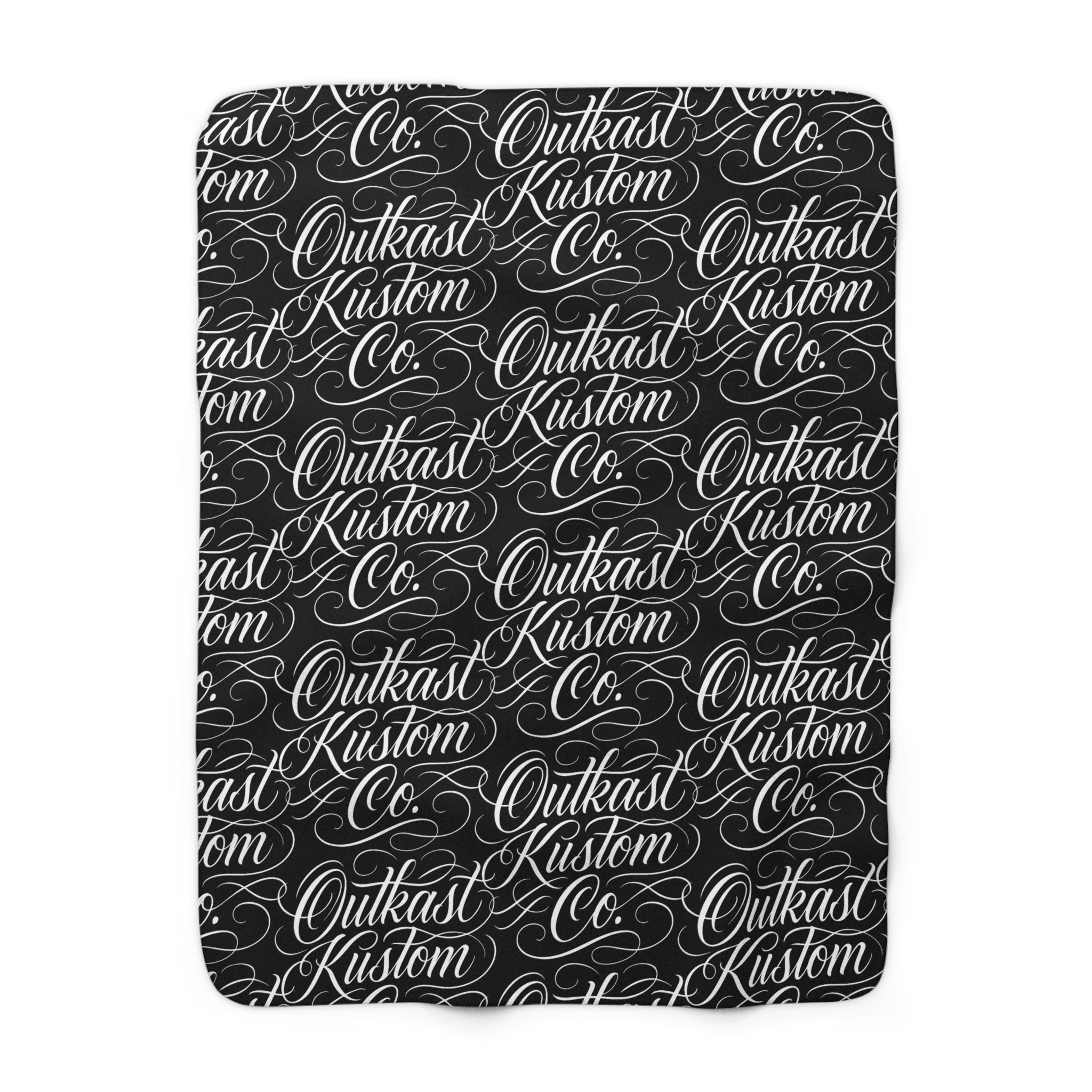 Sherpa Blanket - 'Outkast Kustom Co.' Script Logo Cozy Throw