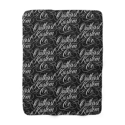 Sherpa Blanket - 'Outkast Kustom Co.' Script Logo Cozy Throw
