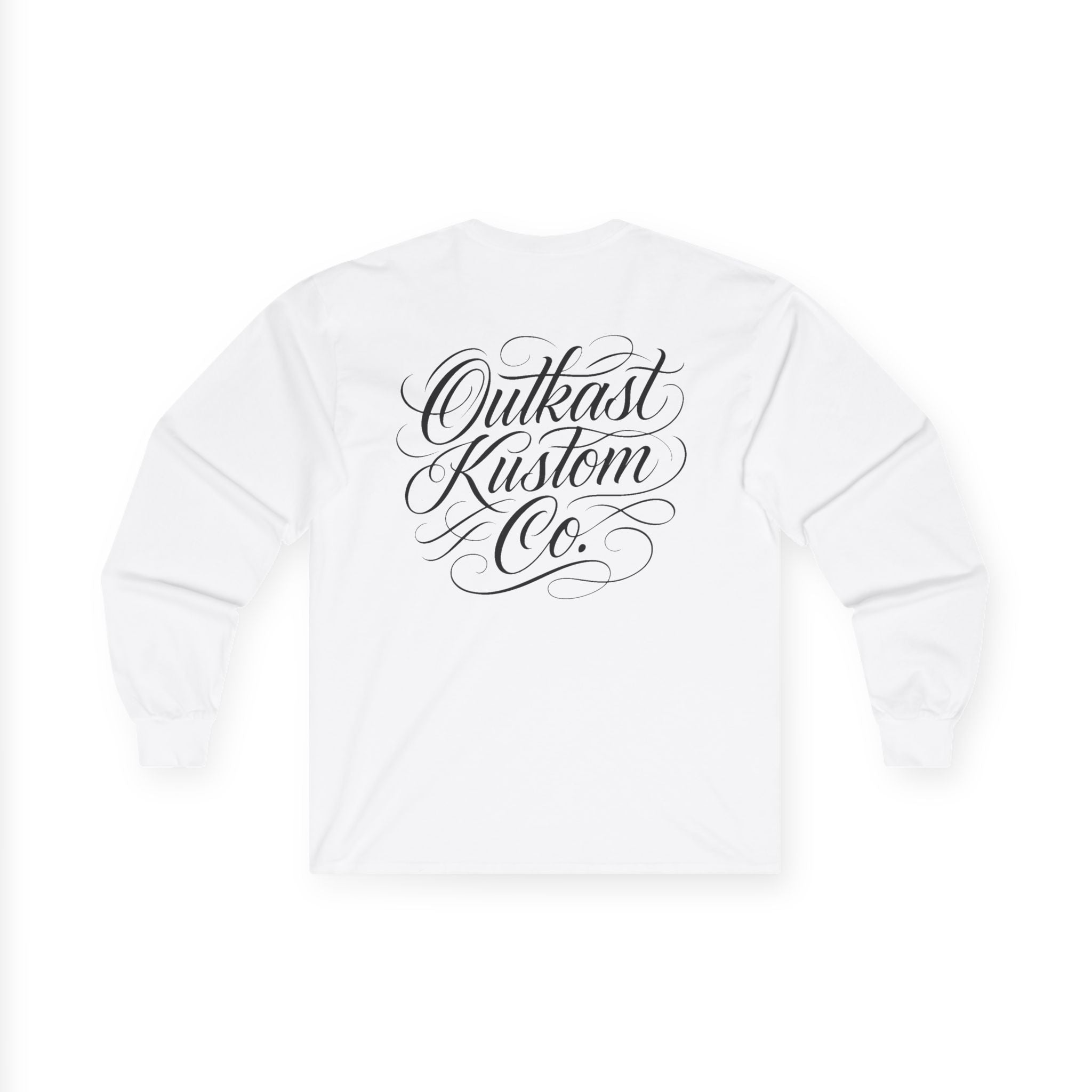 OutKast Kustom Co. Long Sleeve Tee — Vintage Shield Front & Script Back