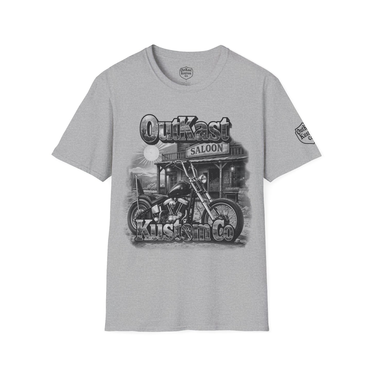 Outkast Kustom Co. Motorcycle T-Shirt — Vintage Chopper Saloon Tee 100% transparency
