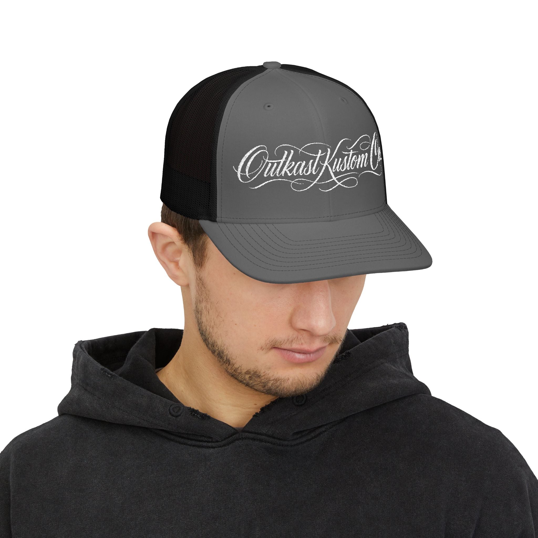 Outkast Kustom Co. embroidered Snapback Trucker Cap | Script Logo