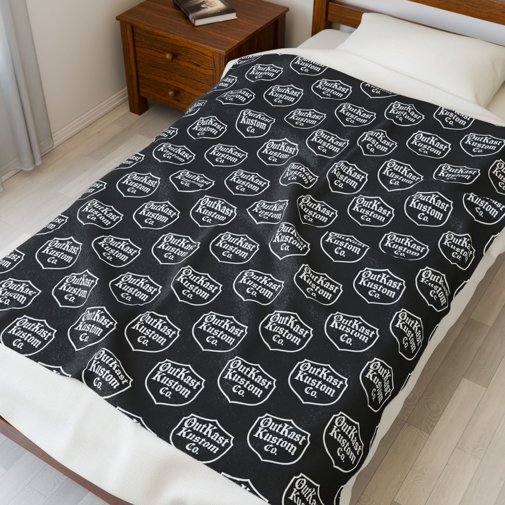 OutKast Kustom Co Logo Pattern Velveteen Plush Blanket