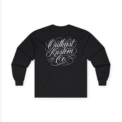 OutKast Kustom Co. Long Sleeve Tee — Vintage Shield Front & Script Back