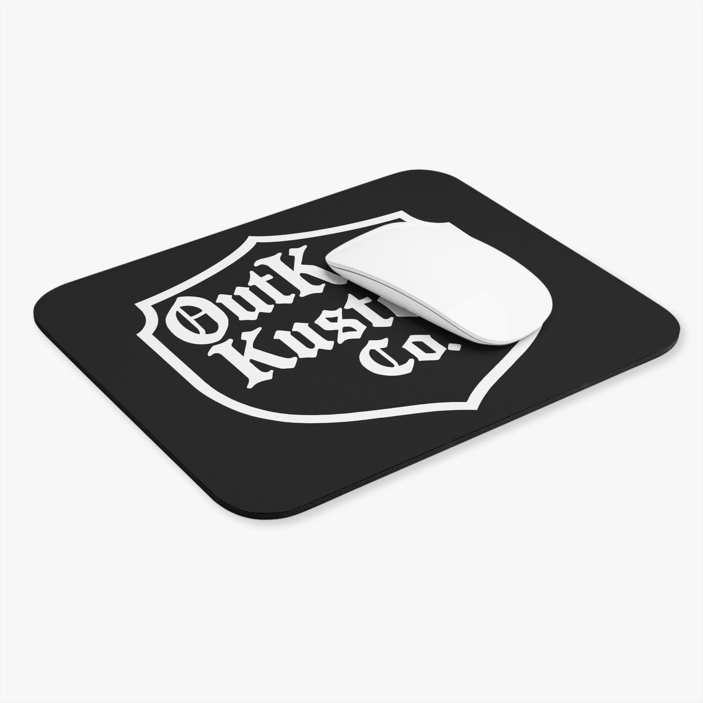 Outkast Kustom Co. Black Rectangle Mouse Pad — Gothic Logo Desk Mat