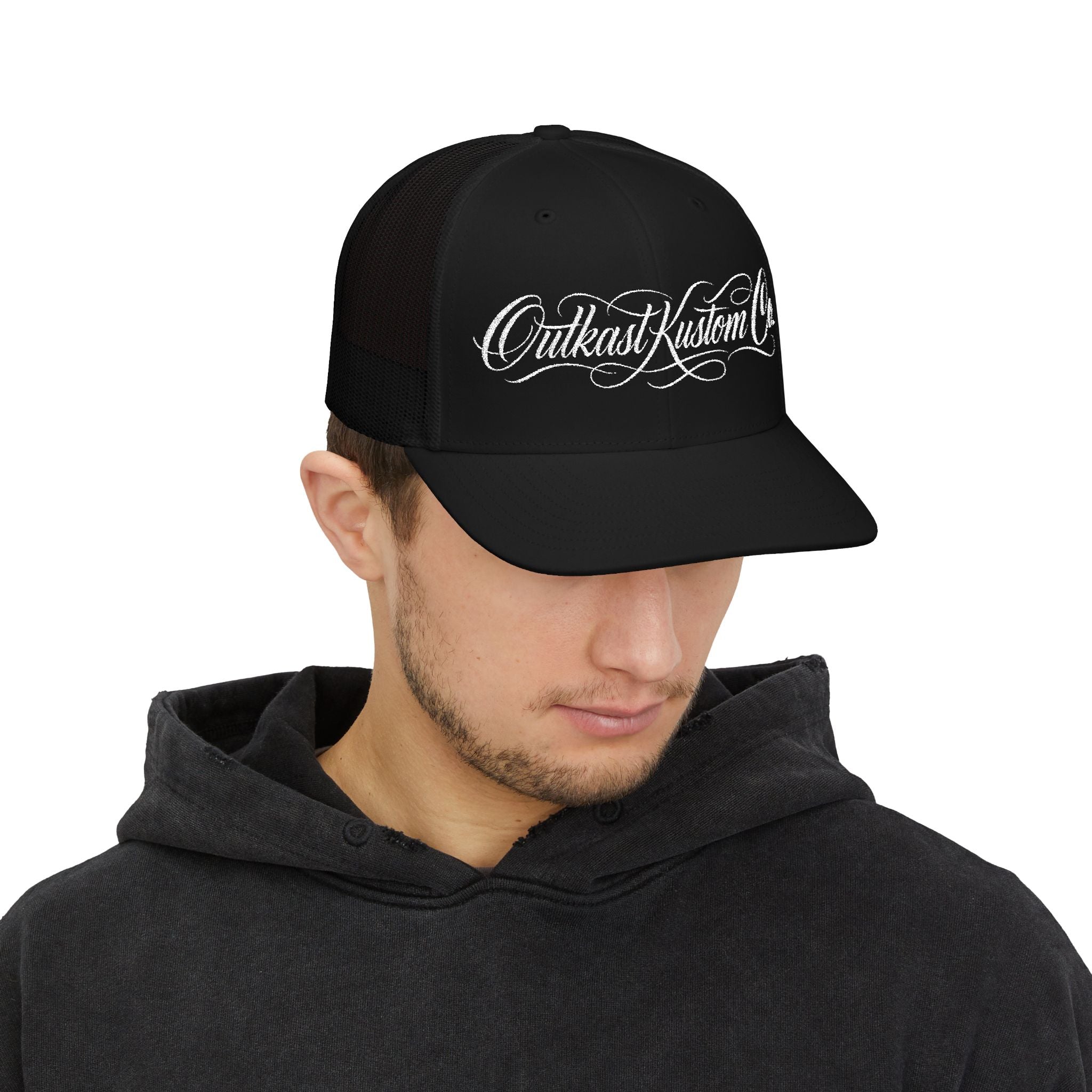 Outkast Kustom Co. embroidered Snapback Trucker Cap | Script Logo
