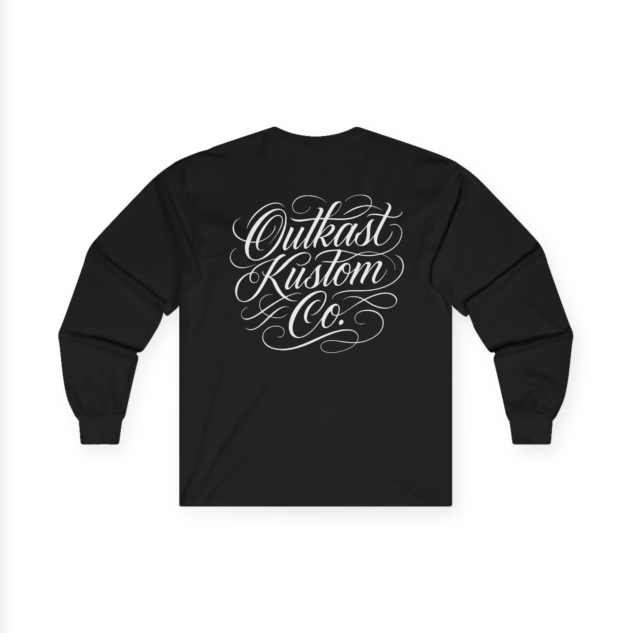 OutKast Kustom Co. Long Sleeve Tee — Vintage Shield Front & Script Back