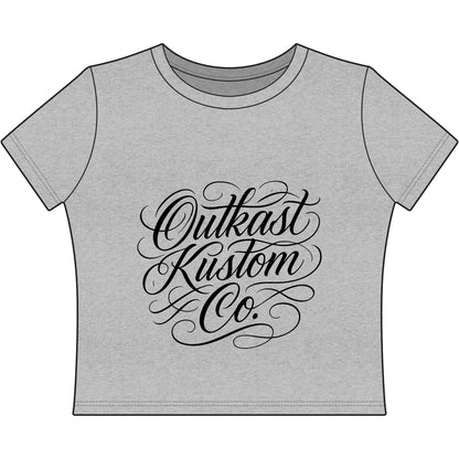Outkast Kustom Co. Women's Baby Tee — Script Logo Cropped Graphic Tee
